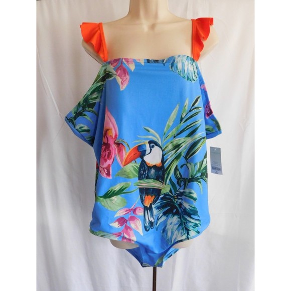 Oasis Swimsuit 3X Womens Toucan One Piece Suit Plus Size 3X - Picture 2 of 13